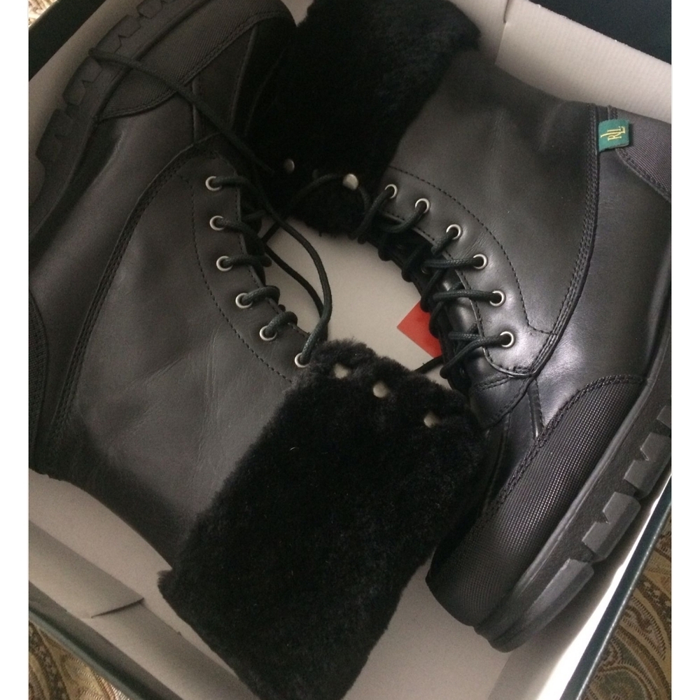RALPH LAUREN Black Boots Quality Real Leather  Size 6 Womens